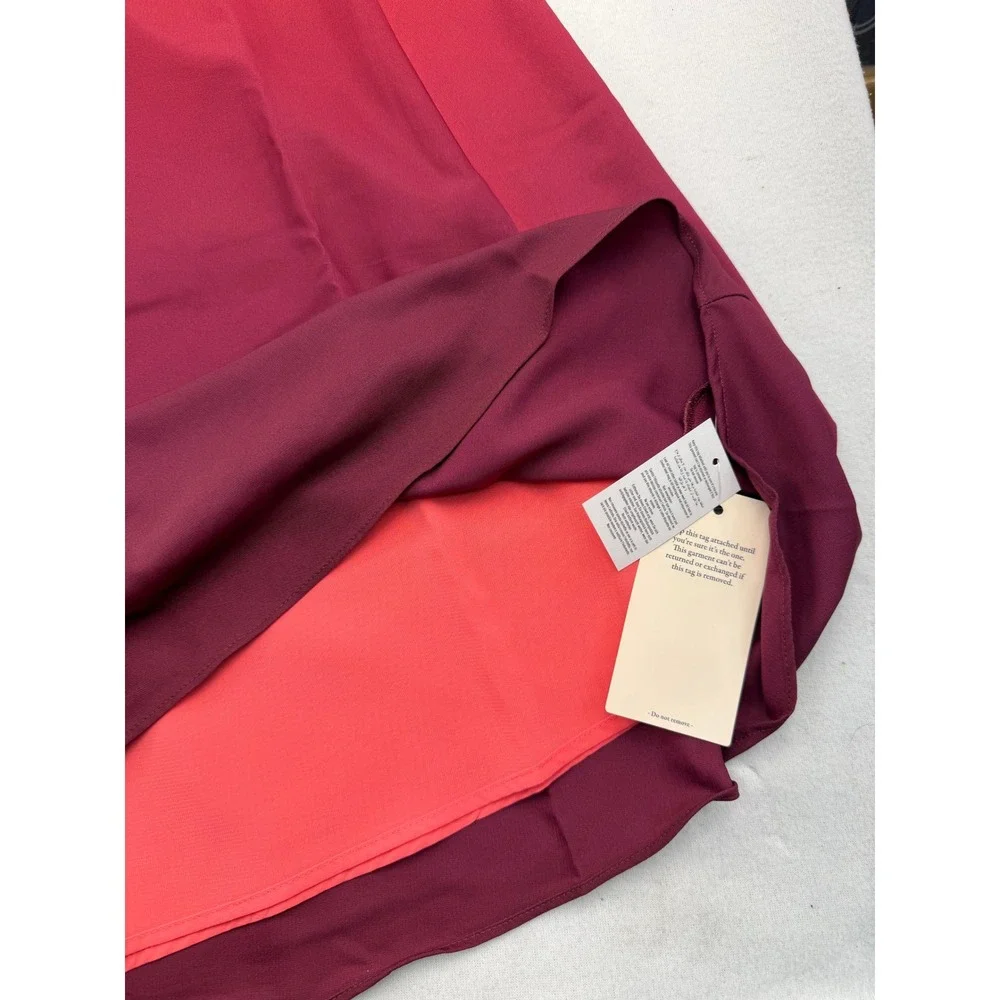 Abercrombie & Fitch Pink Red Colorblock Ruched Chiffon Maxi Dress XS NEW